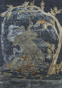JJS2219 Ethereal Cranes Petrol 183x273 11 11 silk SLR 201 8900 SAMPLE